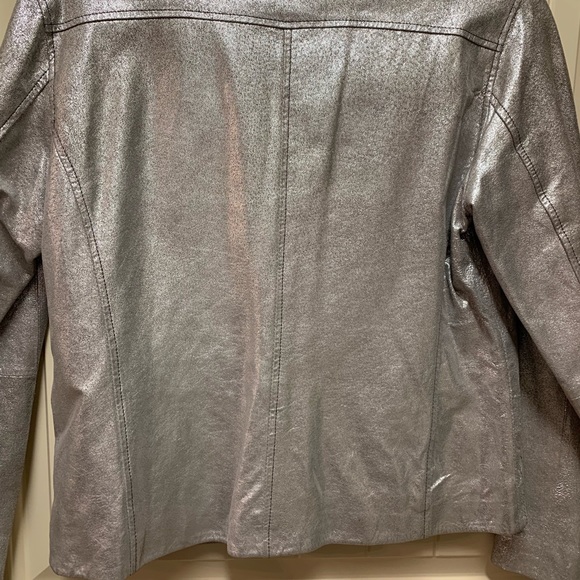 Chico’s all leather silver metallic jacket - Picture 5 of 8